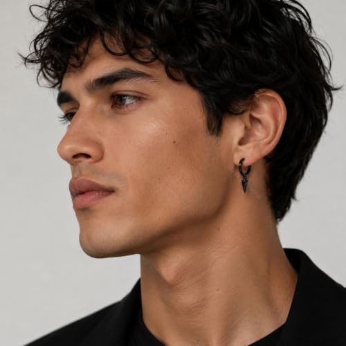 Image of Young & Forever Gift Stainless Steel Hoop Stud Earrings for Men and Boys