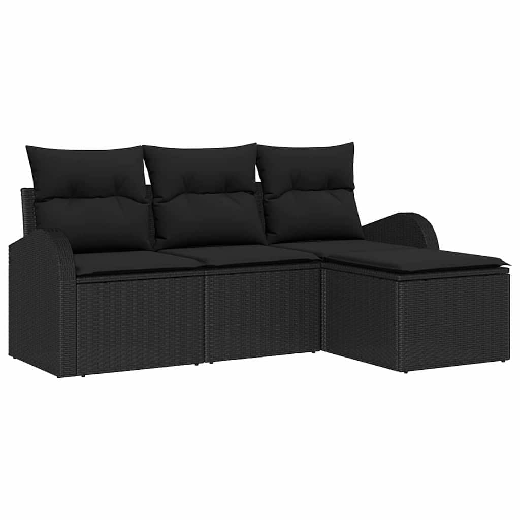 Canapé de jardin en polyrotin noir résistant aux intempéries et durable