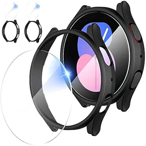 Diruite for Samsung Galaxy Watch 5 40mm Protective Case + Tempered Glass Screen Protector, Hardness PC Slim Shockproof Protective Cover for Galaxy Watch 5 40mm Protective Case*2+Protective Film*2 Cover