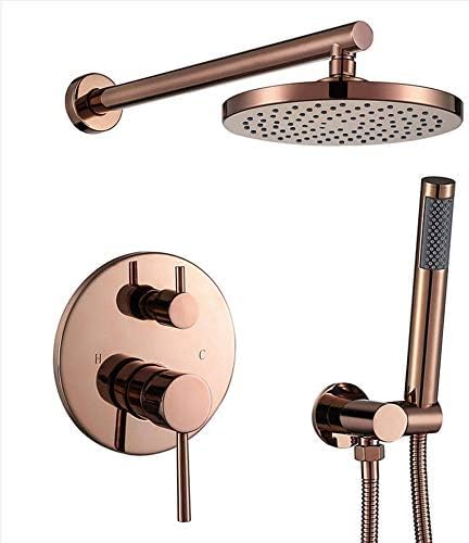 Système de douche en or rose double fonction pommeau effet pluie et main