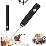 Rechargeable Milk Frother Handheld 3 Speed Adjustable, Electric Whisk Foam Maker, Handheld Drink Mixer, Mini Frother Wand with Stainless Steel Whisk for Coffee, Lattes, Cappuccinos, with Storage Cover