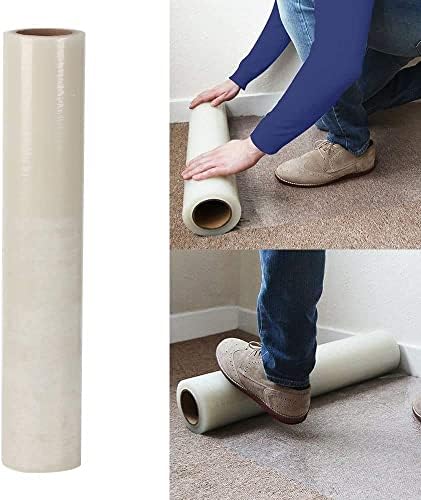 Rikdev® Self Adhesive Carpet Floor Stairs Protection Film - Heavy Duty Puncture & Water Resistant 600mm x 25m roll 