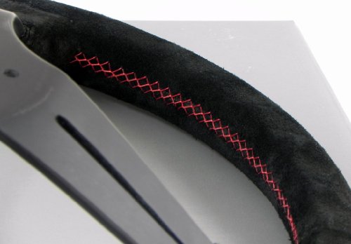 Nardi Steering Wheel - Deep Corn - 350Mm (13.78 Inches) - Black Suede Leather With Red Stitching - Classic Horn Button - Part # 6069.35.2094 #TOP6