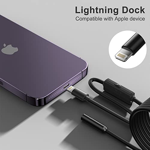 Iphone Endoscope, Ilihome 7.9 Mm Lens Inspection Camera For Iphone&Ipad, 5 Meters Semi-Rigid Cable Borescope Ios Ip68 Waterproof With 8 Led Lights, Compatible With Ios Device Only #TOP1