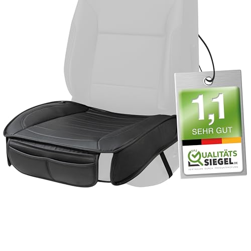 Walser Sitzauflage Auto Fernando, Qualitätssieger Sehr Gut*, Autositzauflage Vordersitze, Auto Sitzauflagen 1 Stück, Autositzschoner Vordersitz Kunst Leder, Autositzkissen Fahrersitz schwarz
