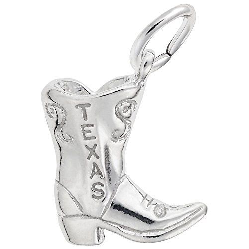 Texas Cowboy Boot Charm in 14k White Gold, Charms for Bracelets and Necklaces