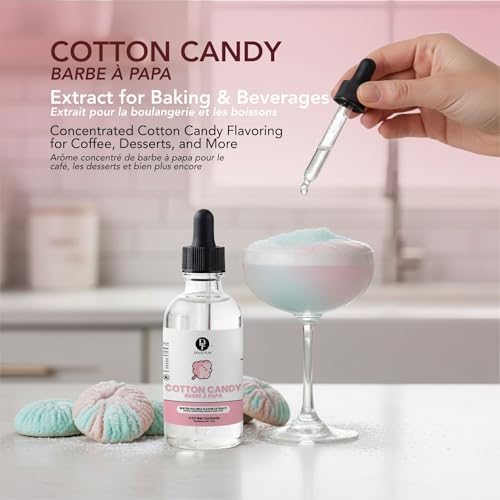 Image of Dolce Flav Natural Cotton Candy Extract - 2 Ounce Water-Soluble Kosher, Sugar-Free, Carnival-Style Flavoring Concentrate for Cakes, Milkshakes & Ice Cream, Includes Measured Dropper