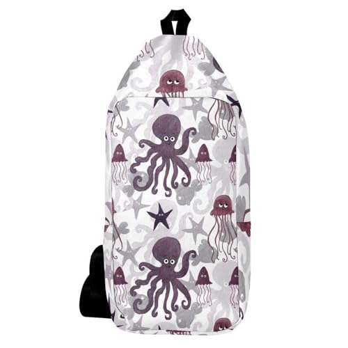 Sac à dos à bandoulière pieuvre et méduse multicolore pour homme et femme