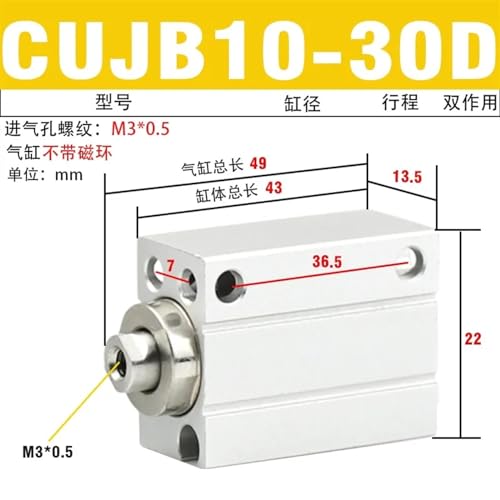 Cilindro neumático CUJB10 de fijación directa con carrera variable de 4mm a 30mm 3
