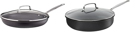 Cuisinart 622-30G - Sartén antiadherente de anodizado duro, 12 pulgadas, con cubierta de vidrio y 622-30DF Chef's Classic - Sartén antiadherente de