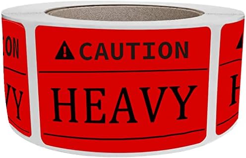 YOUOK Caution Heavy Sticker,2 x 3 inch Fluorescent Red Heavy Special Handling Shipping Warehouse Pallet Label Stickers for Shipping and Packing,300Pcs Per Roll