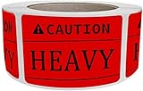 YOUOK Caution Heavy Sticker,2 x 3 inch Fluorescent Red Heavy Special Handling Shipping Warehouse Pal