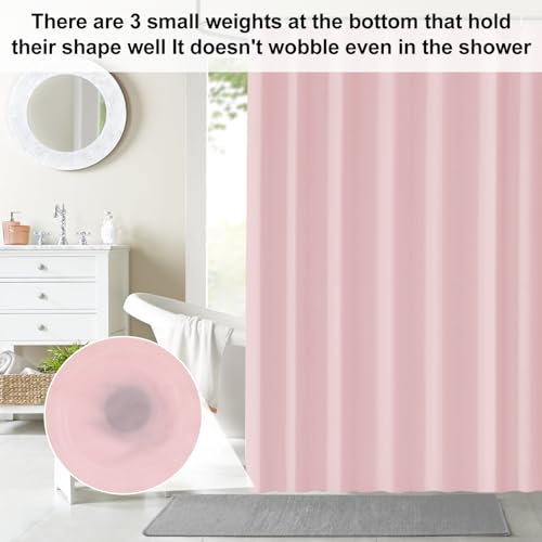 LUKDUNG 180x180 Badevorhang, Duschvorhang Anti-schimmel in Badezimmer, Vorhang für Badewanne Dusche aus Kunststoff Wasserdicht Waschbar, Waschbar PEVA Shower Curtain mit 12 Duschvorhangringe Rosa