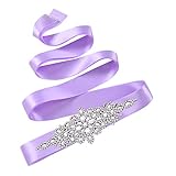 Azaleas Women's Crystal Bridal Sash Belt Wedding Belt Sashes for Wedding Dress (Lavender)