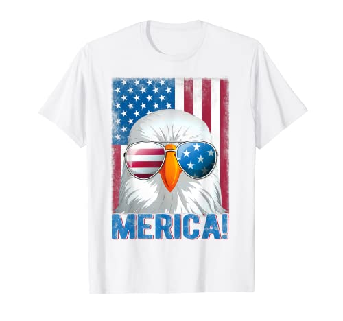 Bandera americana vintage para hombre, águila calva del 4 de julio, para niños Camiseta