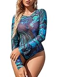 Avidlove Rave Outfits for Women Green Bodysuit Mesh Top Women Sexy Body Suit Club Outfits(Green Tie Dye,Large)