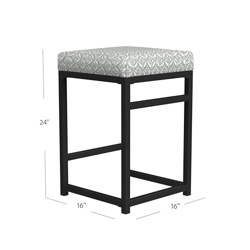 Image of HomePop Metal Frame Counter Stool, 24-Inch, Light Gray Print