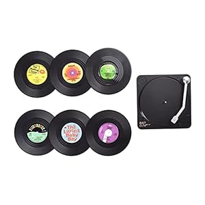 Glazen onderzetter, drankonderzetter met platenspelerhouder, M1-patroon, vilten onderzetter rond voor glazen