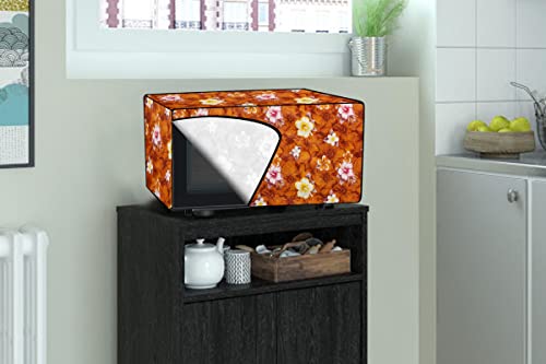 Image of Stylista PVC Microwave Oven Cover for LG 32 L Convection MC3286BLT, Floral Pattern Orange