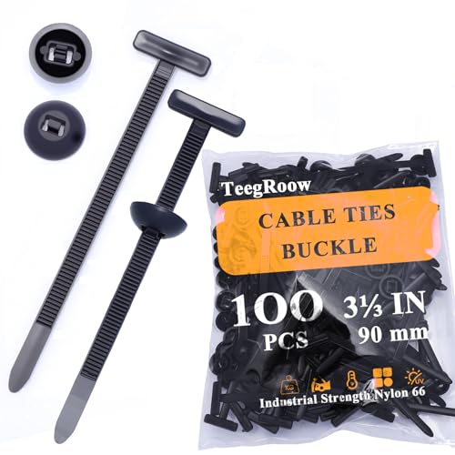 100 Pcs Nylon Universal Cable Tie Buckles, Zipper Clips for Cars, T Style Zip Ties, Automotive Plastic Rivets, Grip Auto Zip Tie Buckles, Car Body, Bumper Retainer Fender Liner Door Panel Fastener