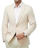Blazer Homme Veste De Costume Coupe Regular 1 Bouton pour Mariage Bureau Cérémonie et Soirée Beige S