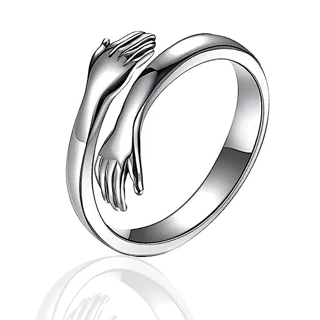 HUG RING two hand to hug symbol ring |Silver | adjustable love proposal ring | velantines special ring siver, black, gold color hug ring combo (Silver) (B0CBL9PP94) Amazon Price History, Amazon Price Tracker