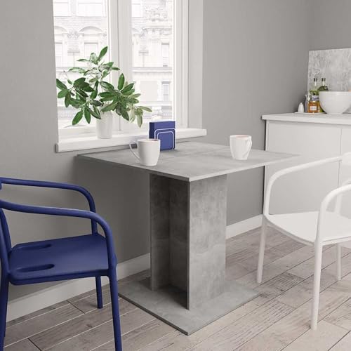 Homgoday Mesa de Comedor Madera contrachapada Gris hormigón 80x80x75 cm Mesa de Bar, Mesa de Desayuno Muebles Altas Comedor Mesa Alta Mesa de Cocina