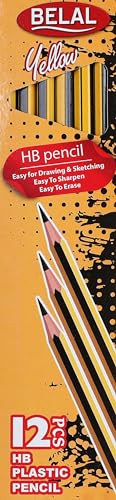 Belal HP PLASTIC PENCIL YELLOW pack of 12