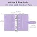 Antner A6 PU Leather Notebook Binder - Refillable 6 Ring for A6 Filler Paper, Loose Leaf Personal Planner Cover With Magnetic Buckle Closure, Purple