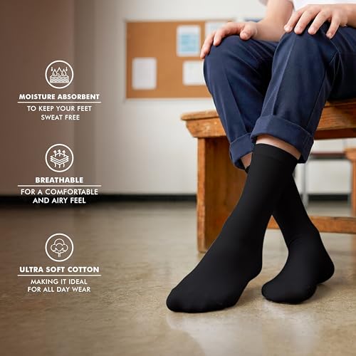 Image of Supersox Regular Black School Uniform Socks for Kids, Made with Breathable, Anti Odour & Moisture Absorbent Combed Cotton with a Extra Durable Welt, Ideal For All Day Wear