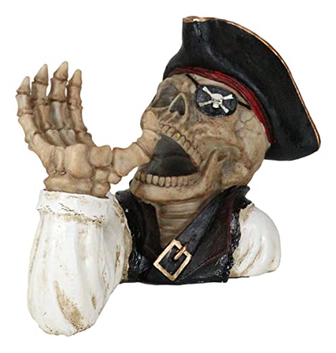 Ebros Gift Bootleg Rum Gold Tooth Pirate Captain Hook Skeleton Skull Wine Holder Figurine Evil Dead Sea Skeleton Pirate Marauder Kitchen Accent Decor Centerpiece #TOP5
