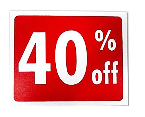 Red & White Retail Business Sign - 40 Off - 5.5" H x 7" W - 1 Sign