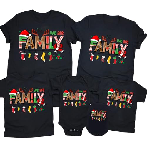 Image of Merry Christmas Family Shirts Plus Size Tops Couple Outfit Tee Parent-Child Short Sleeves Christmas Top