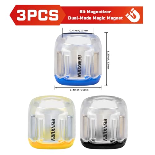 Geinxurn 3Pieces Multipurpose Screwdriver Bit Magnetizer Ring, ABS Plastic Bit Magnetizer/Demagnetizer for 1/4 Inch Shank Bits, Strong Magnetism (Yellow,Blue,Black) - Thumbnail 2