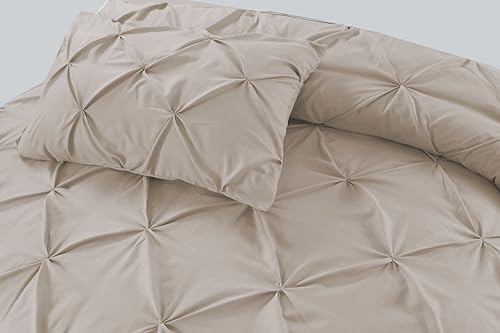 Linen Home Pintuck Double Duvet Cover Set, Soft Microfiber Pinch Pleat Linen Duvet Cover with 2 Pillow Shams, Easy Care - Image 3