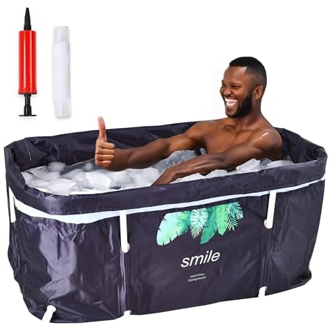 HAWWWY Portable Tub for Adults - Japanese Style Tub for Adults - Inflatable and Lightweight - Collapsible Bathtub for Elderly - Space-Saving Foldable multi-use Ice Bath - Black, 47.2Lx19.6Wx21.6H In Cover