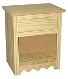 GRECA Mesilla Infantil. Serie Ondas. En Pino en Crudo, para Pintar. Medidas (Ancho/Fondo/Alto): 43 * 32 * 52 cms. con un cajón con guías.
