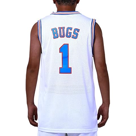 TUEIKGU Bugs 1 Space Jersey Mens Basketball Jersey Halloween Costume 90S Hip Hop Clothing for Party S-3XL, White, Medium Cover