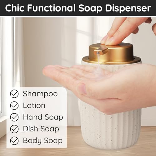 Image of Segbeauty Ceramic Hand Soap Dispenser, 10.8oz Refillable Empty Lotion Shampoo and Conditioner Dispenser, 320ml Shower Body Wash Container Dish Soap Pump Bottle for Kitchen Counter Sink Bathroom Decor