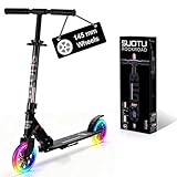 SUOTU Patinete Niño con Grandes Ruedas Iluminadas de 145 mm, Aluminio (Negro)