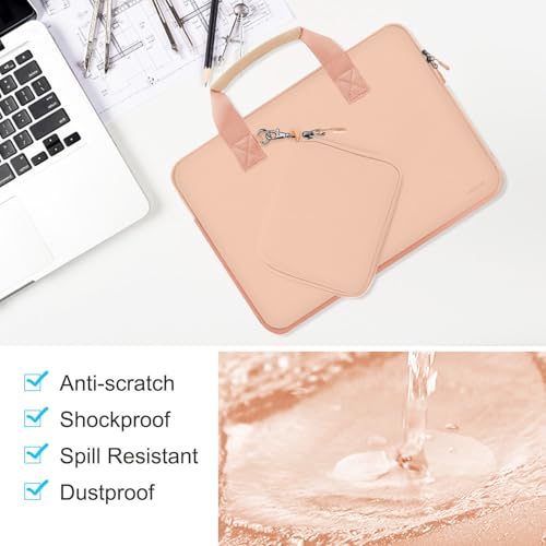 Image of Hseok Laptop Sleeve 13.3-14 inch Case with Small Pouch, Neoprene Computer Bag Compatible with MacBook Pro 14 inch M4 /M3 /M2 /M1 2025-2021, Mac Air /Pro 13.3 inch and Most 13-14 inch Notebooks,Orange Pink