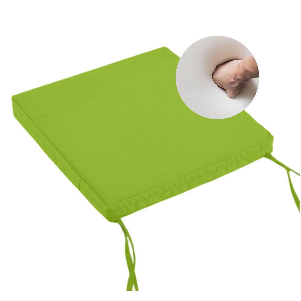 Surwin Outdoor Chair Cushions, Square Outdoor Garden Chair Seat Pads with Ties, Waterproof, Thick 5cm, for Indoor Furniture Home Office Kitchen Patio (Emerald Green,48x48x5cm)