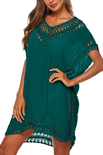 Image of Adisputent Womens Swimsuits Cover Ups Crochet Chiffon Beach Cover Bathing Suit Bikini Wear Coverups Dress