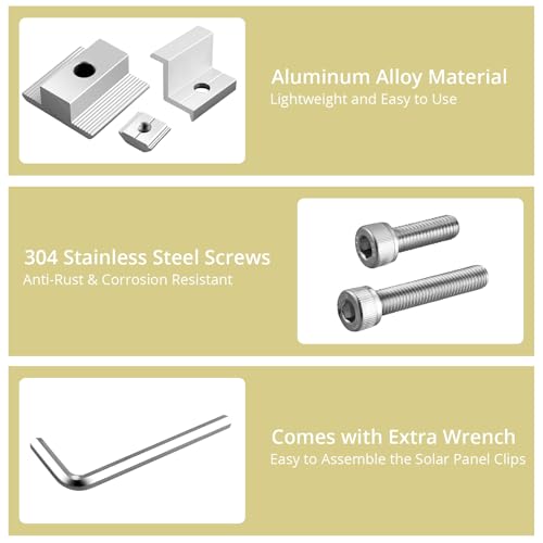 Anbte 10 Stück Solarmodul Halterung Kit 30mm inkl. 6PCS Mittelklemmen und 4PCS Endklemmen Aluminiumlegierung Solarpanel Z Halterung für Gerahmte Solarpanels Wohnmobile (Silber)