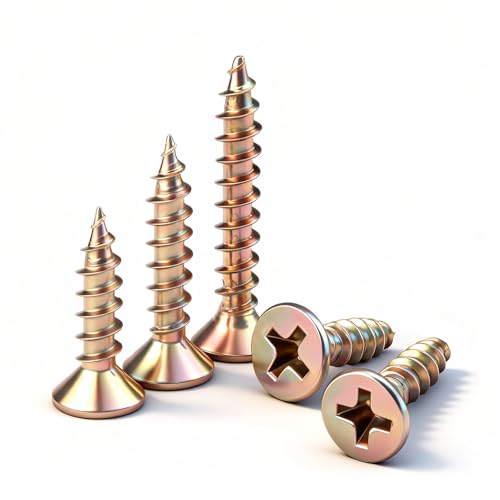 BACSHBY 20 Pièces Vis à Bois M3x10mm en Acier au carbone，Fixations Autotaraudeuses a Tête Fraisée Entièrement Filetées pour le Bois et les Meubles