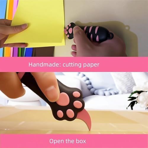 Image of Cat Paw Box Cutter, 2026 New Retractable Cat Claw Knife Cute Cat Box Paper Cutter,Portable Cat Retractable Knife (Red)
