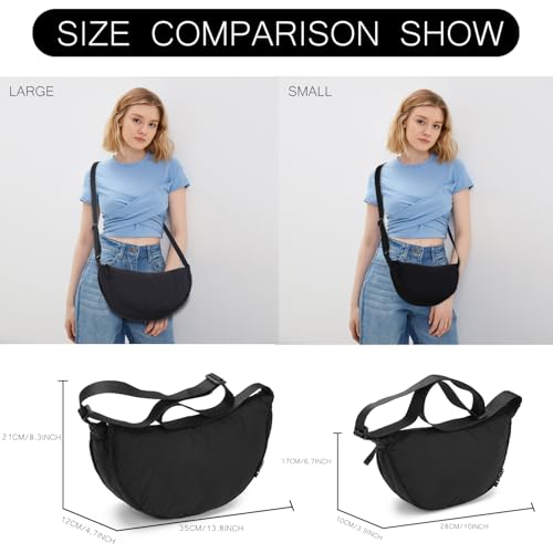 BESMART Small Nylon Crescent Crossbody Bag for Women Men Trendy, Waterproof Crescent Sling, Lightweight Travel Purses4