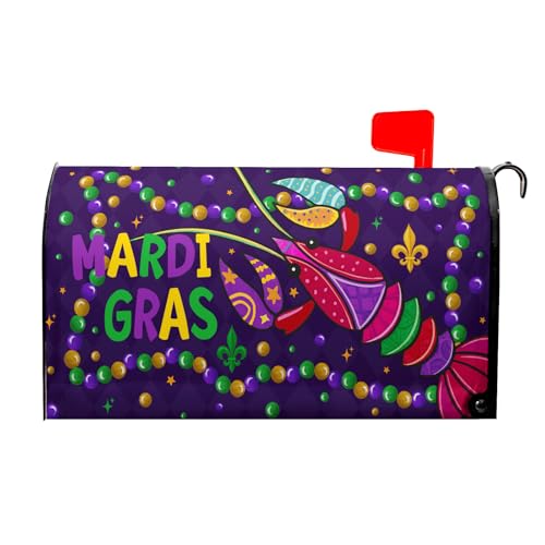 Image of Mardi Gras Mailbox Covers Magnetic Mardi Gras Purple and Red Mailbox Cover Standard Size 18 X 21 Inch Spring Holiday Carnival Festival Wrap Post Letter Box Decorative for Outdoor Home Garden Yard