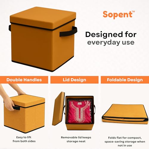Image of Sopent Foldable Storage Boxes (Yellow Lid)