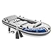 INTEX 68325EP Excursion 5 Inflatable Boat Set: Includes Deluxe 54in Boat Oars and High-Output Pump - Adjustable Seats with Backrest - Fishing Rod Holders - 5-Person - 1320lb Weight Capacity